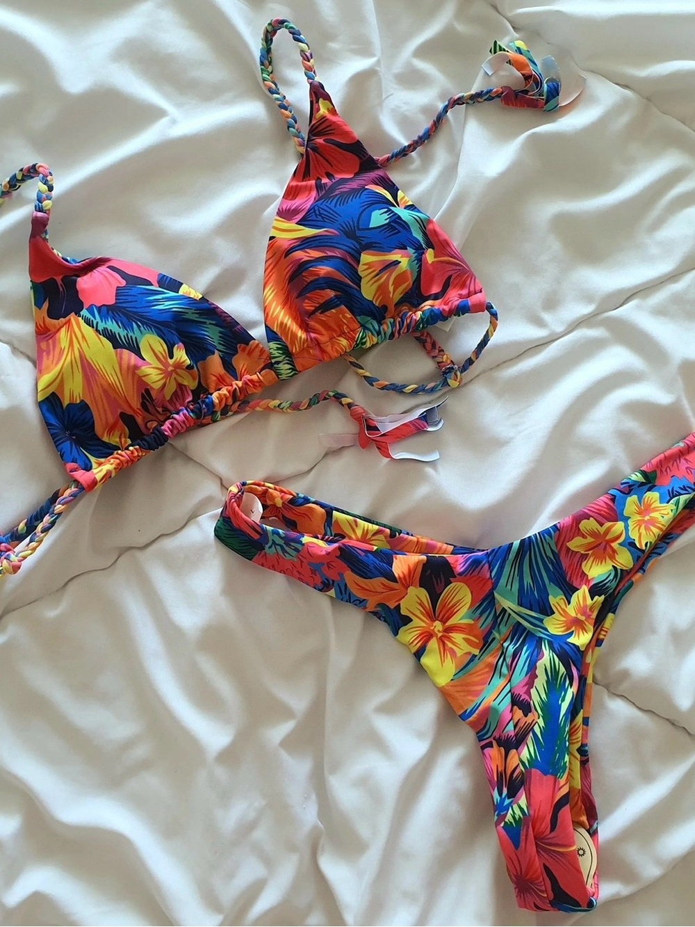 Tropical Floral String Bikini - Bright Multicolor